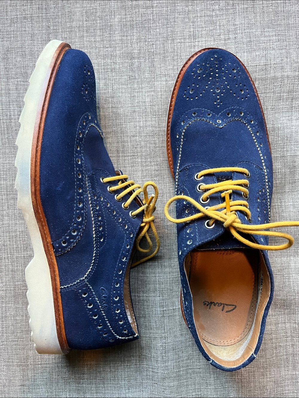 Clarks Blue Suede Oxford Shoes Men's 9 Leather